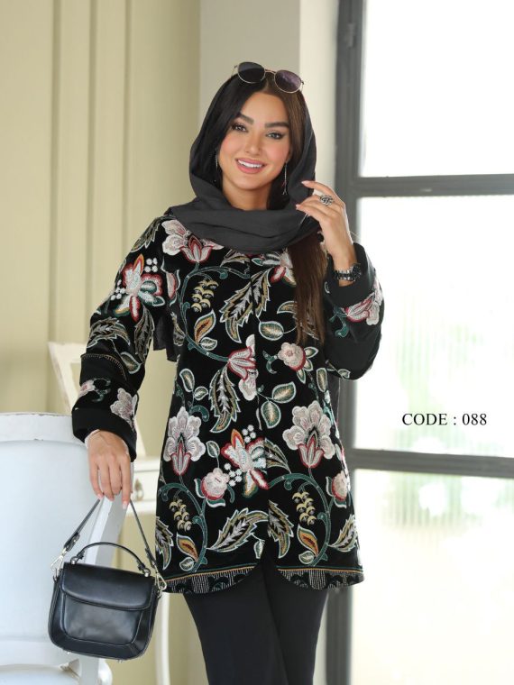 مانتو مخمل هندی سوزن دوزی